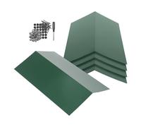 Harbour Housewares 5-Pack Green Metal Roofing Ridge Caps - Galvanised Steel Waterproof Rust-Resistant Finish - Flexible Heavy Duty Roof Apex Protection for Shed Garage Outbuilding