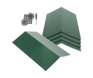 Harbour Housewares 5-Pack Green Metal Roofing Ridge Caps - Galvanised Steel Waterproof Rust-Resistant Finish - Flexible Heavy Duty Roof Apex Protection for Shed Garage Outbuilding