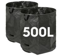 Harbour Housewares 500L Garden Waste Bags With Handles - Black - 2X Large Strong Reusable Plastic Heavy Duty Gardening Rubbish Refuse Sacks
