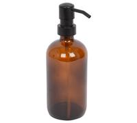 Harbour Housewares Amber Glass Soap Dispenser 500ml - Refillable Hand Wash or Lotion Bottle with Black Pump - Bathroom and Kitchen Accessory for Sink Countertops, Spa Décor or Home Organisation