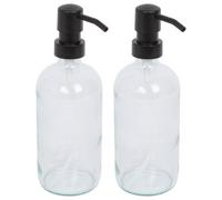 Harbour Housewares 500Ml Glass Soap Dispensers - 2X Clear Bathroom Kitchen Spa Refillable Hand Wash Or Lotion Bottle With Pump