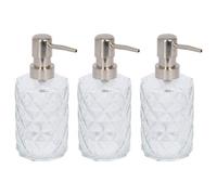 Harbour Housewares 500Ml Glass Soap Dispensers - 3X Prism Bathroom Kitchen Spa Refillable Hand Wash Or Lotion Bottle With Pump