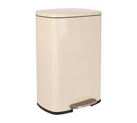 Harbour Housewares 50L Stainless Steel Pedal Bin - Beige Soft Close Kitchen Trash Can with Foot Pedal, Removable Inner Bucket, Hands-Free Rubbish Bin for Home or Office