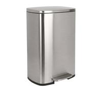 Harbour Housewares 50L Stainless Steel Pedal Bin - Brushed Soft Close Kitchen Trash Can with Foot Pedal, Removable Inner Bucket, Hands-Free Rubbish Bin for Home or Office