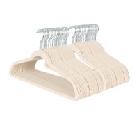 Harbour Housewares 50x Velvet Hangers - Non-Slip Coat Clothes Hangers with Trouser Bar in Ivory Harbour Housewares Ivory