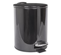 Harbour Housewares 5L Bathroom Bin - Black - Round Stainless Steel Pedal Bin Slim Kitchen Rubbish Trash Can Garbage Dustbin with Lid and Inner Liner Bucket