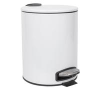 Harbour Housewares 5L Bathroom Bin - White - Round Stainless Steel Pedal Bin Slim Kitchen Rubbish Trash Can Garbage Dustbin with Lid and Inner Bin Liner Bucket
