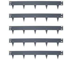 Harbour Housewares 5M Lawn Edging Border - 8cm Face Height - Anthracite - Galvanised Steel Garden Border Edging Flexible Grass Landscaping Pathway Edge Strip