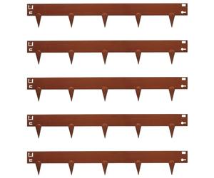 Harbour Housewares 5M Lawn Edging Border - 8cm Face Height - Rust - Galvanised Steel Garden Border Edging Flexible Grass Landscaping Pathway Edge Strip