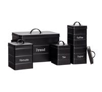 Harbour Housewares 5pc Kitchen Canisters Set - Vintage Metal Kitchen Storage Food Canister in Black Harbour Housewares Black