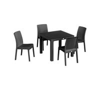 Harbour Housewares 5pc Noble Square Rattan Effect Patio Dining Set Set - 90cm x 90cm - Anthracite, Grey