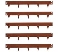 Harbour Housewares 5Pc Steel Lawn Edging Set - 5M X 8Cm - Rust - Outdoor Garden Plant Stone Path Patio Border Edging