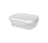 Harbour Housewares 640ml Glass Food Storage Container with Lid - Clear/White - 1x Small Reusable Airtight Meal Prep Lunch Box Takeaway Cereal Pantry Tubs Set | Safe for Freezer and Microwave