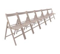 Harbour Housewares 6X Beech Wood Folding Chairs - Dove Grey - Wooden Outdoor Chair Deck Seats Foldable Dining Patio Furniture