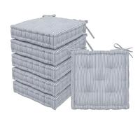 Harbour Housewares 6x Deluxe Square Seat Pads - 40 x 40cm - Grey Stripe | Dining Chair Cushions, Chair Pads, Seat Pads for Indoor, Kitchen, Outdoor Garden Patio, Chair Pad, Dining Bolster Cushion