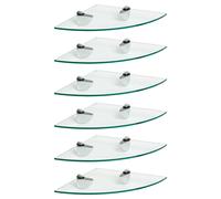 Harbour Housewares 6x Floating Glass Corner Shelves - 30cm Bathroom Storage Display Unit in Silver Harbour Housewares Silver