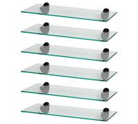 Harbour Housewares 6x Floating Glass Shelves - 50cm - Bathroom Shower Storage Display in Black Harbour Housewares Black