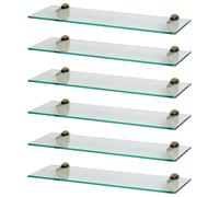 Harbour Housewares 6x Floating Glass Shelves - 60cm - Bathroom Shower Storage Display in Gold Harbour Housewares Gold