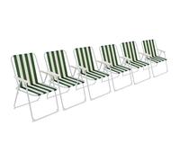 Harbour Housewares 6x Folding Metal Beach Chairs - Portable Canvas Garden Beach Chairs in Green Harbour Housewares Green