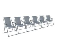 Harbour Housewares 6x Folding Metal Beach Chairs - Portable Canvas Garden Beach Chairs in Grey Harbour Housewares Grey