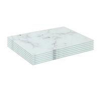 Harbour Housewares 6X Glass Placemats - 30 X 20Cm - Marble - Dining Table Place Mats Tabletop Protector For Kitchen Worktops