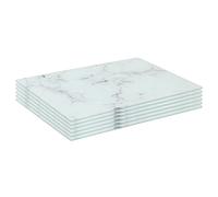 Harbour Housewares 6x Glass Placemats - 30 x 20cm - Marble Effect Dining Table Place Mats in White | Size: 30 x 20 cm Harbour Housewares White 30 x 20 cm