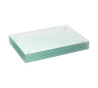 Harbour Housewares 6X Glass Placemats - 40 X 30Cm - Clear - Dining Table Place Mats Tabletop Protector For Kitchen Worktops