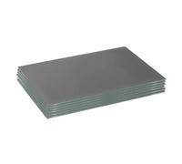 Harbour Housewares 6X Glass Placemats - 40 X 30Cm - Grey - Dining Table Place Mats Tabletop Protector For Kitchen Worktops