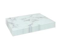Harbour Housewares 6X Glass Placemats - 40 X 30Cm - Marble - Dining Table Place Mats Tabletop Protector For Kitchen Worktops