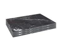 Harbour Housewares 6x Glass Placemats - 40 x 30cm - Marble Effect Dining Table Place Mats in Black | Size: 40 x 30 cm Harbour Housewares Black 40 x 30 cm
