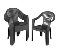 Harbour Housewares 6X Milas Garden Dining Chairs - Outdoor Stackable Polypropylene Weatherproof Seating Patio Garden Furniture