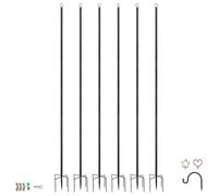 Harbour Housewares Outdoor Festoon Poles with Interchangeable Heads - 0.6-2.5M - Black - 6X Tall Heavy-Duty Shepherds Hook Garden Pole Hooks Stand for Bird Feeder, Hanging Baskets, String Lights
