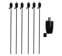 Harbour Housewares 6X Outdoor Flame Torches - Barrel - Black Metal Garden Lighting Fire Torch Decorative Patio Accessories