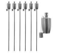 Harbour Housewares 6X Outdoor Flame Torches - Barrel - Silver Metal Garden Lighting Fire Torch Decorative Patio Accessories