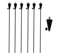 Harbour Housewares 6X Outdoor Flame Torches - Cone - Black Metal Garden Lighting Fire Torch Decorative Patio Accessories
