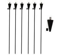 Harbour Housewares 6x Outdoor Flame Torches - Cone Metal Garden Fire Torch Lighting in Black Harbour Housewares Black
