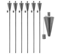 Harbour Housewares 6x Outdoor Flame Torches - Cone Metal Garden Fire Torch Lighting in Silver Harbour Housewares Silver