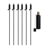 Harbour Housewares 6X Outdoor Flame Torches - Cylinder - Black Metal Garden Lighting Fire Torch Decorative Patio Accessories