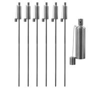 Harbour Housewares 6x Outdoor Flame Torches - Cylinder Metal Garden Fire Torch Lighting in Silver Harbour Housewares Silver