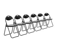 Harbour Housewares 6X Padded Folding Chairs - Black - Metal Frame Easy Store Portable Folding Seats