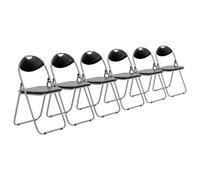 Harbour Housewares 6X Padded Folding Chairs - Black/silver - Metal Frame Easy Store Portable Folding Seats