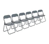 Harbour Housewares 6X Padded Folding Chairs - Grey - Metal Frame Easy Store Portable Folding Seats