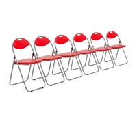 Harbour Housewares 6x Padded Folding Chairs Metal Frame Easy Store Portable Folding Seats in Red Harbour Housewares Red