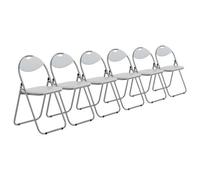 Harbour Housewares 6X Padded Folding Chairs - White/silver - Metal Frame Easy Store Portable Folding Seats