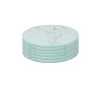 Harbour Housewares 6X Round Glass Coasters - 10Cm - Marble - Tabletop Protection Mat Drink Coaster Decorative Dining Placemat