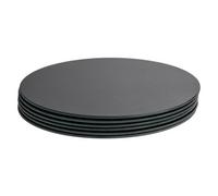 Harbour Housewares 6X Round Glass Placemats - 30Cm - Black - Dining Table Place Mats Tabletop Protector For Kitchen Worktops