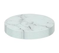 Harbour Housewares 6X Round Glass Placemats - 30Cm - Marble - Dining Table Place Mats Tabletop Protector For Kitchen Worktops