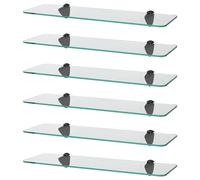 Harbour Housewares 6x Rounded Floating Glass Shelves - 50cm Bathroom Storage Display Unit in Black Harbour Housewares Black