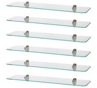 Harbour Housewares 6x Rounded Floating Glass Shelves - 60cm Bathroom Storage Display Unit in Gold Harbour Housewares Gold