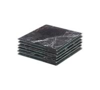 Harbour Housewares 6X Square Glass Coasters - 10Cm - Black Marble Tabletop Protection Mat Drink Coaster Decorative Dining Placemat